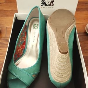 Ann Klein Peep Toe Espadrille Wedges